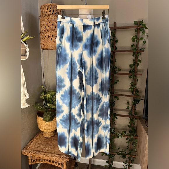 NWT Zara Tie-Dyed Print Wide High Rise Leg Pants Trousers S - Picture 8 of 16
